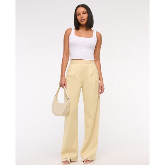 Abercrombie & Fitch A&F Sloane Tailored Wide Leg Pant size 25 0S Yellow - Picture 2 of 8